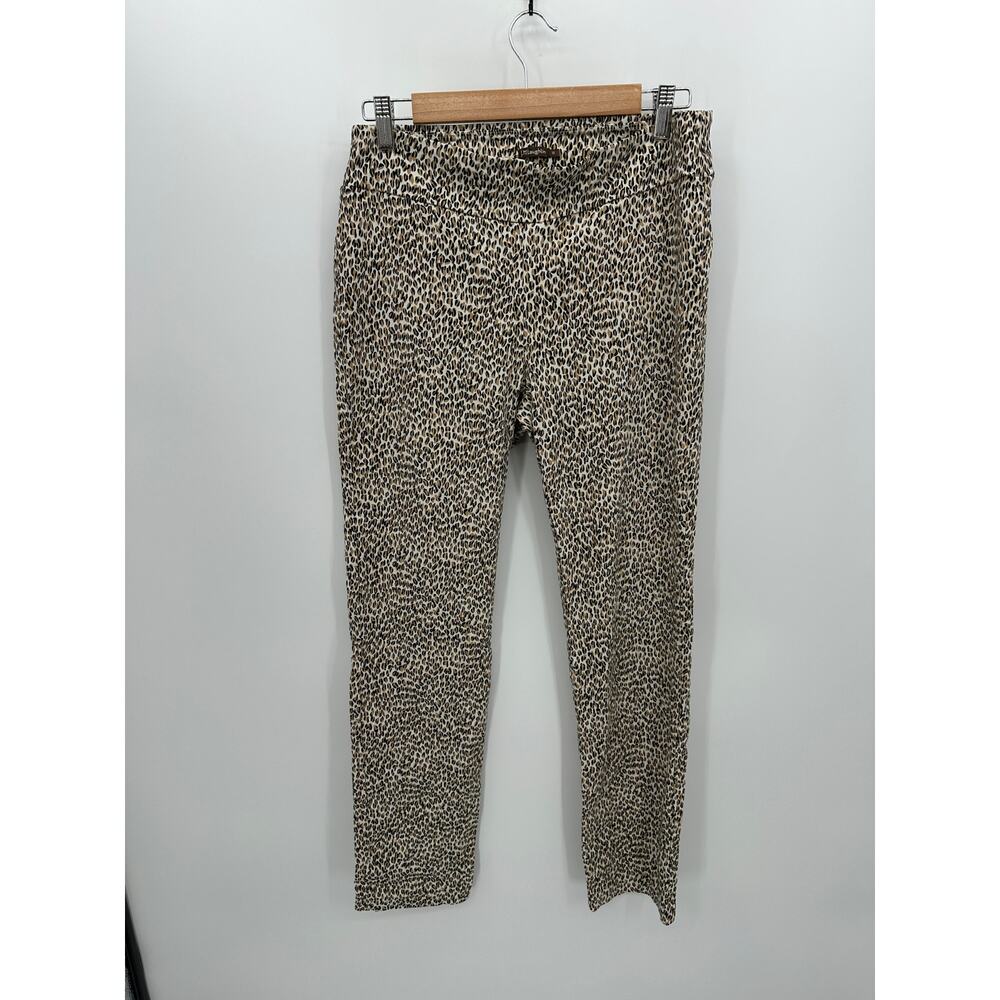 J. McLaughlin Women Cheetah Print Pull On Pants Size 10 Brown Stretch Mid Rise